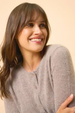 KATHARINE cardigan col rond caribou chiné