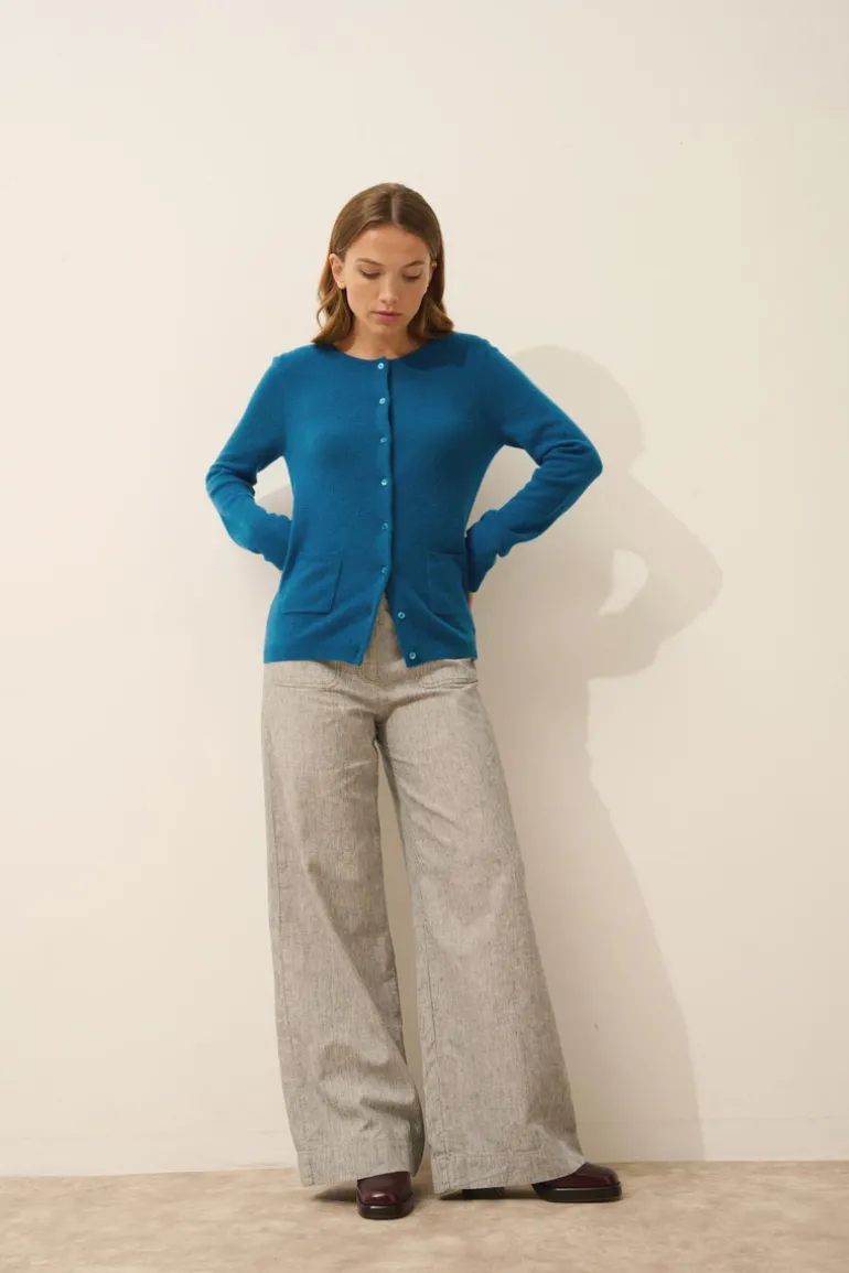 KATHARINE cardigan col rond paon