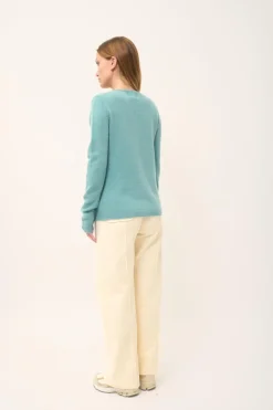 KATHARINE cardigan col rond vert chiné