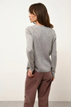 KATHARINE cardigan col rond nuage chiné
