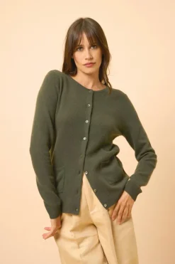 KATHARINE cardigan col rond kaki