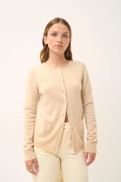 KATHARINE cardigan col rond sable