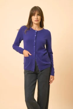 KATHARINE cardigan col rond purple