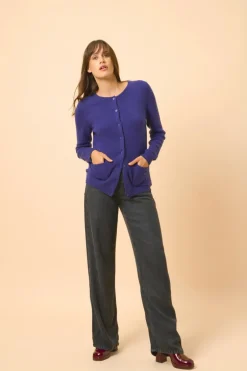 KATHARINE cardigan col rond purple