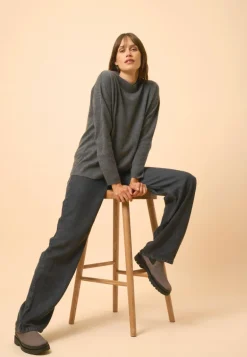 KAYLA pull col rond anthracite chiné