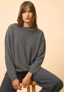 KAYLA pull col rond anthracite chiné