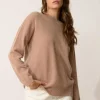 KAYLA pull col rond camel chiné