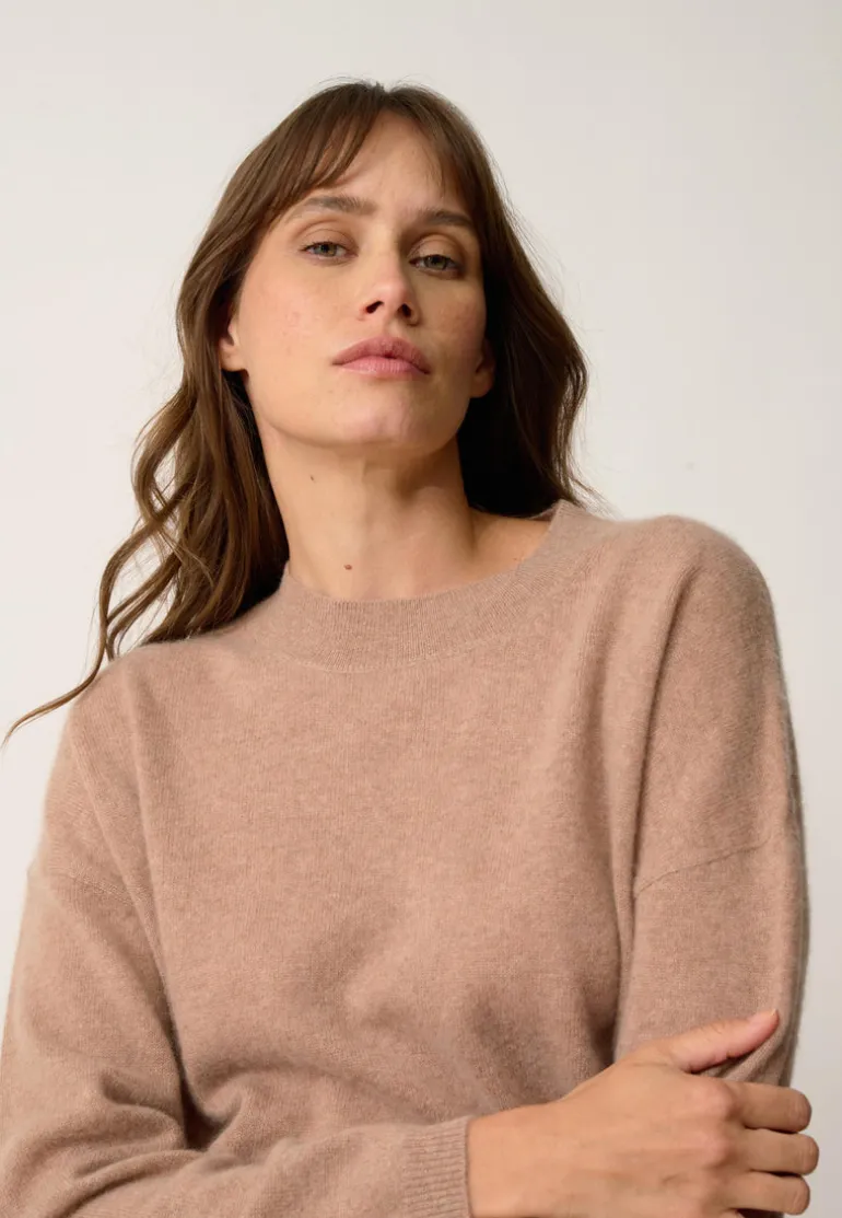 KAYLA pull col rond camel chiné