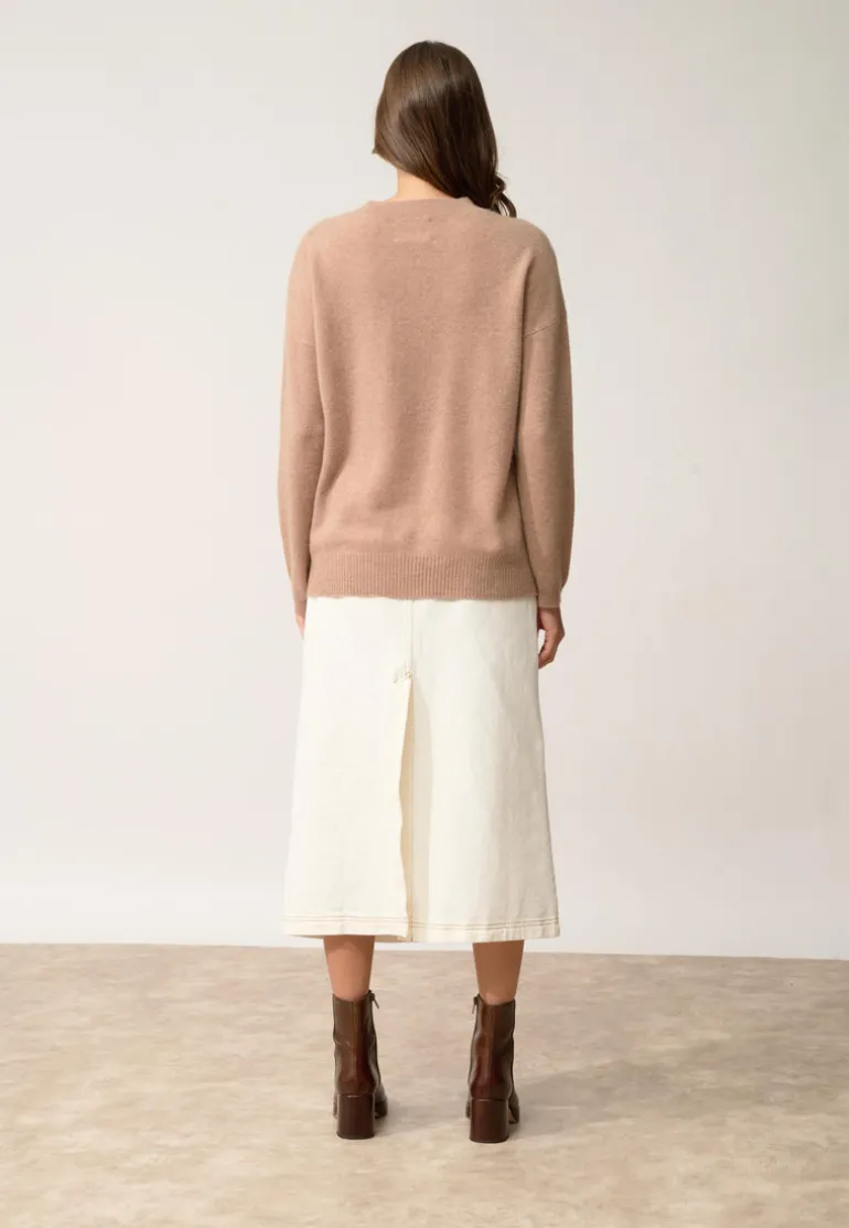 KAYLA pull col rond camel chiné