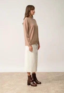 KAYLA pull col rond camel chiné