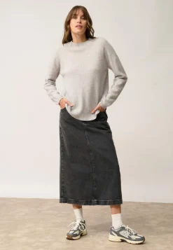 KAYLA pull col rond gris clair chiné