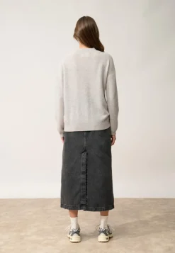 KAYLA pull col rond gris clair chiné