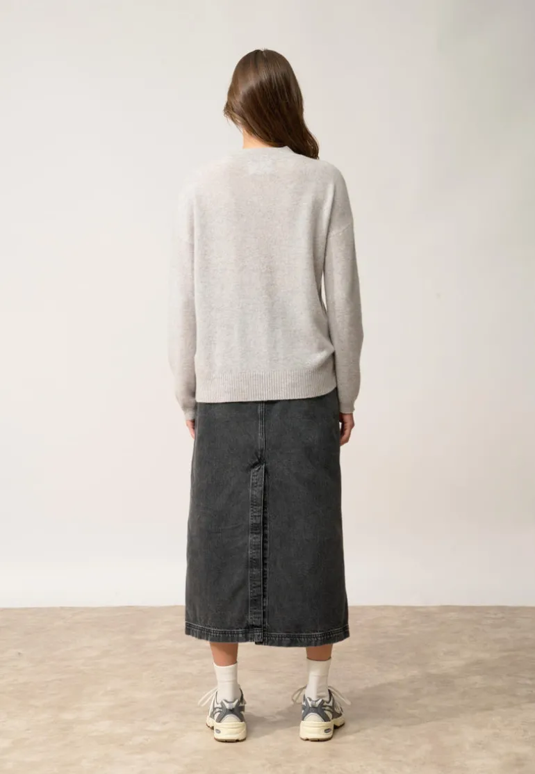 KAYLA pull col rond gris clair chiné