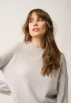 KAYLA pull col rond gris clair chiné