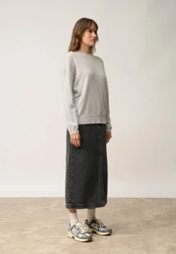 KAYLA pull col rond gris clair chiné
