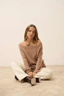 KELLY pull col bateau camel chiné