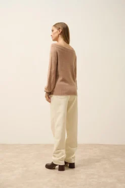 KELLY pull col bateau camel chiné