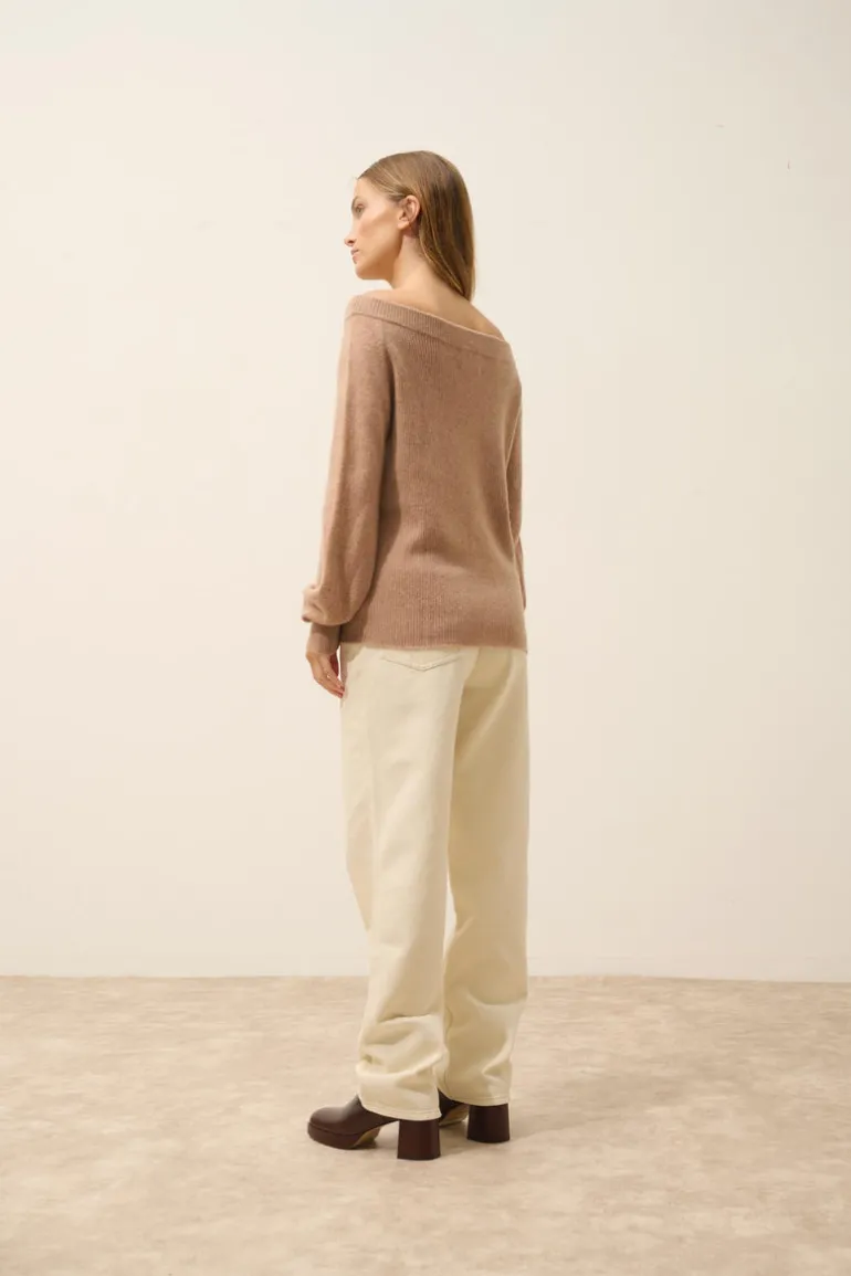 KELLY pull col bateau camel chiné