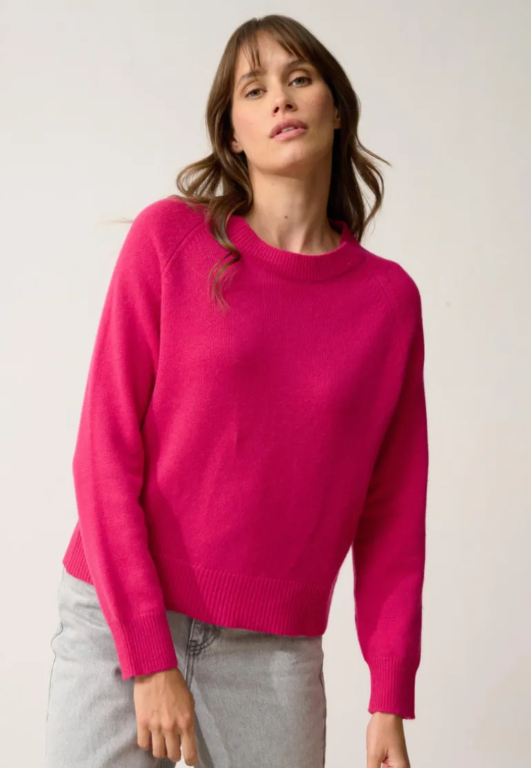 KONA pull col rond fuchsia