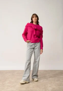 KONA pull col rond fuchsia