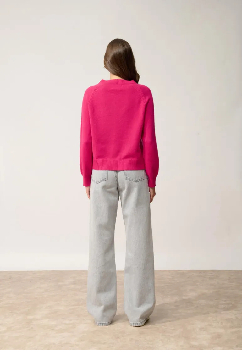 KONA pull col rond fuchsia
