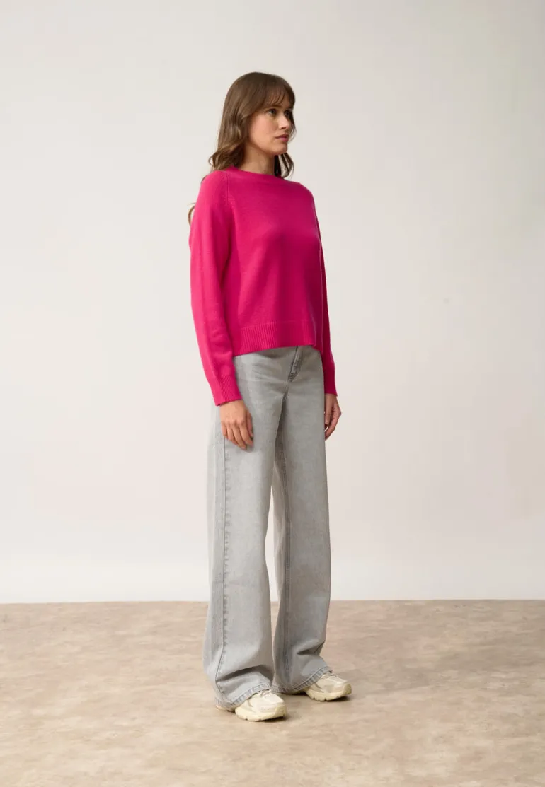 KONA pull col rond fuchsia