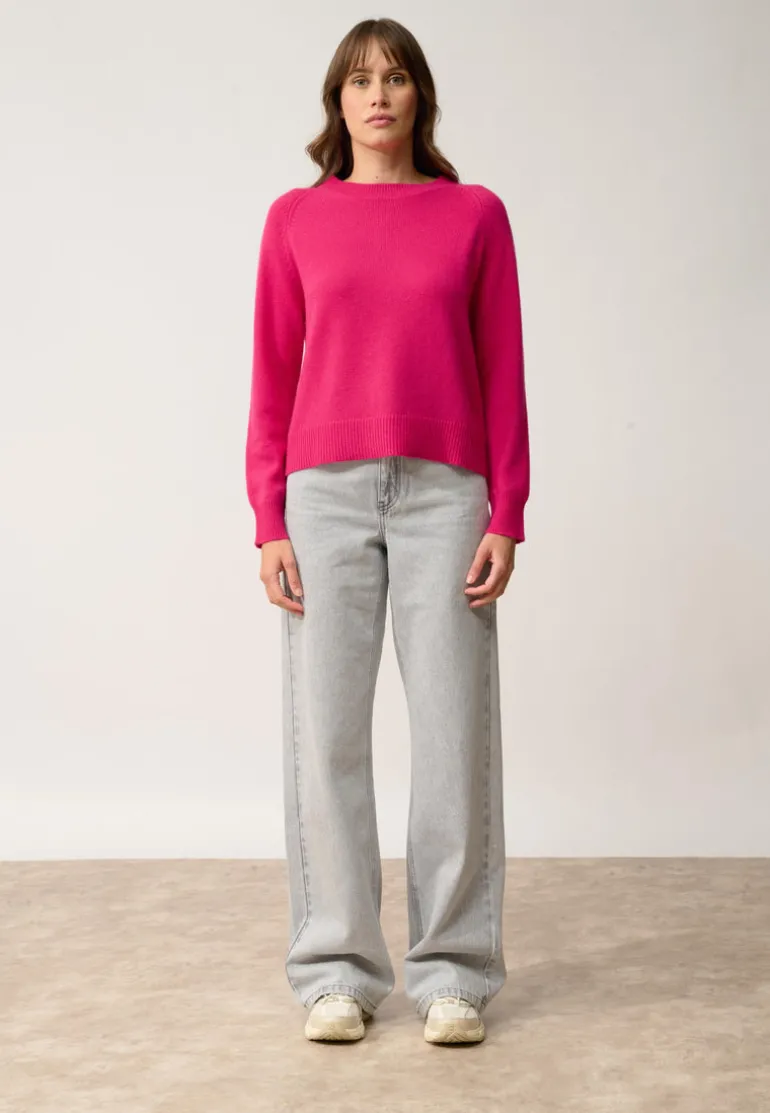 KONA pull col rond fuchsia