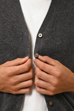 LANA cardigan col v anthracite chiné