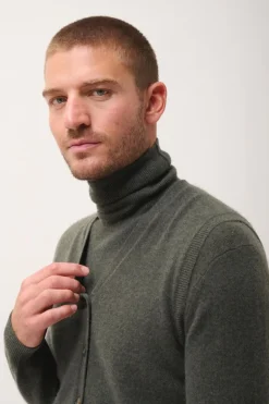 LANA cardigan col v kaki chiné