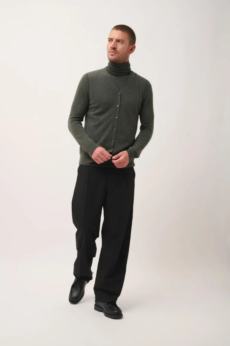 LANA cardigan col v kaki chiné