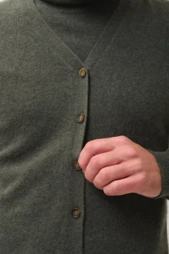 LANA cardigan col v kaki chiné