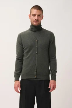 LANA cardigan col v kaki chiné