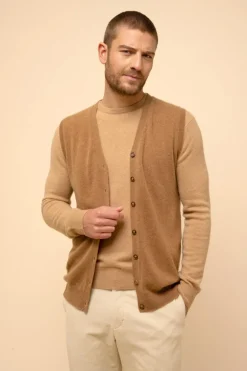 LANA cardigan col v noisette