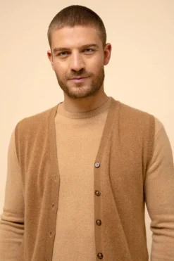 LANA cardigan col v noisette