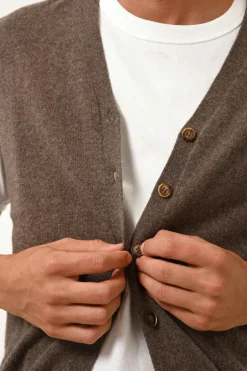 LANA cardigan col v taupe chiné