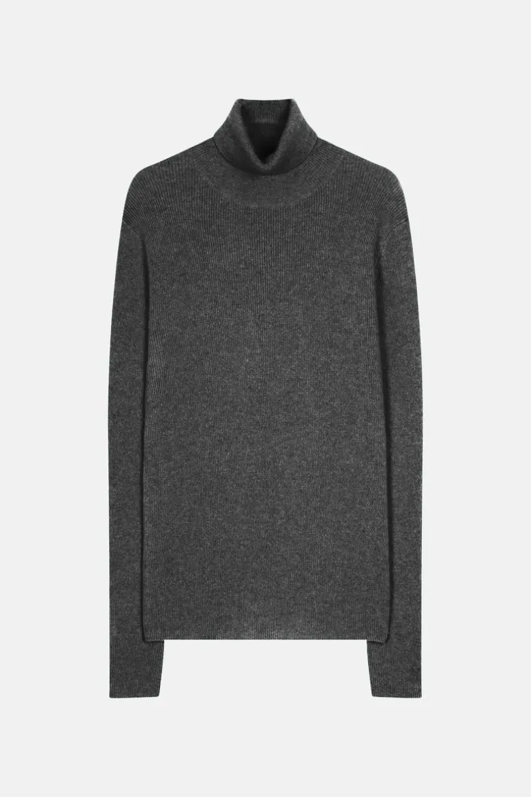 LANAIS pull col roulé anthracite chiné