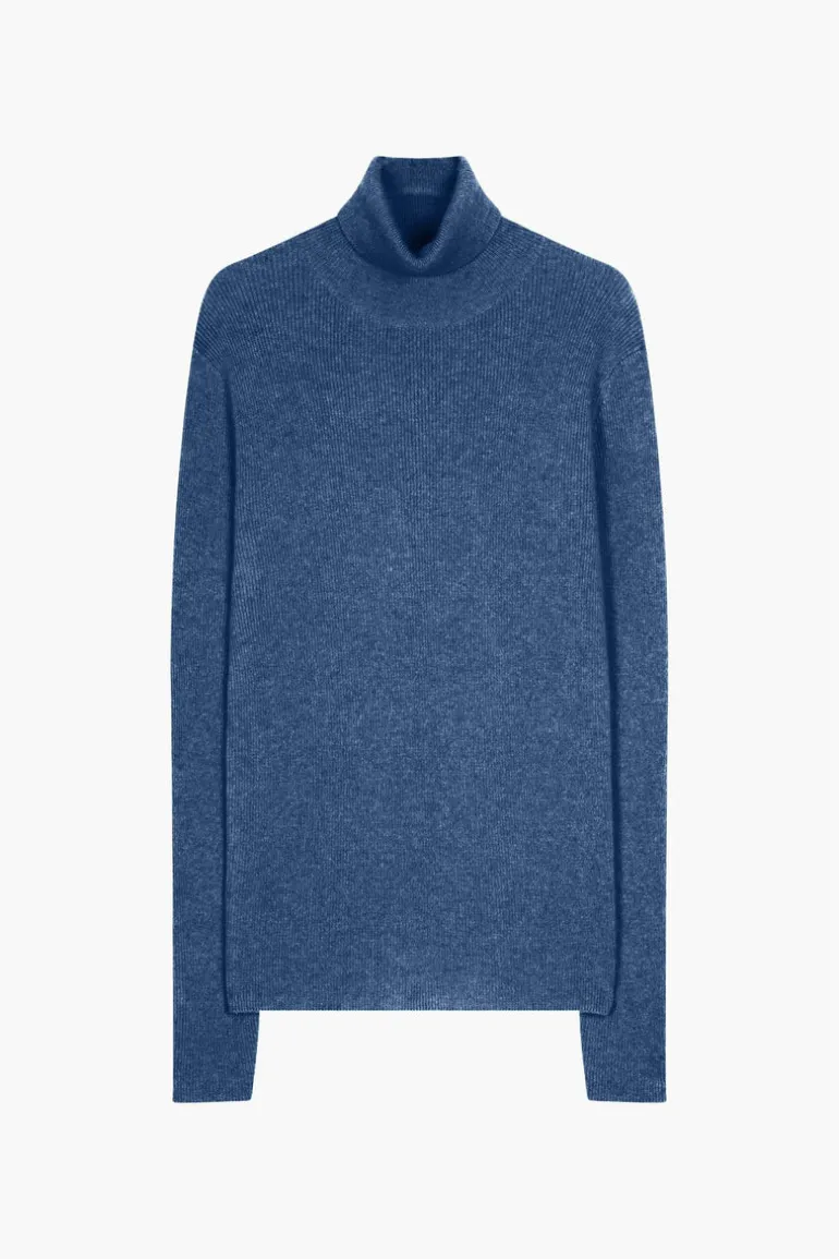 LANAIS pull col roulé bleu denim