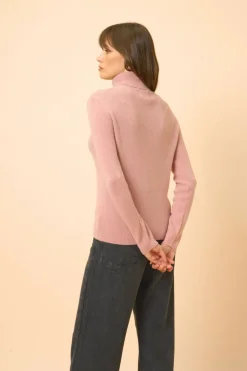 LANAIS pull col roulé bois de rose