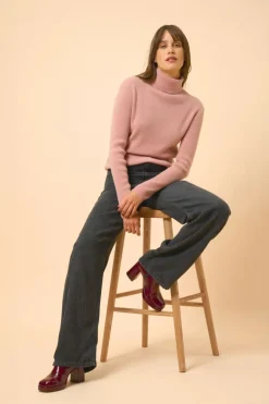 LANAIS pull col roulé bois de rose