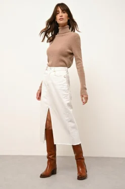 LANAIS pull col roulé camel chiné