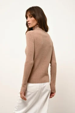 LANAIS pull col roulé camel chiné
