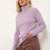 LANAIS pull col roulé mauve chiné