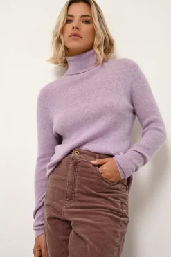 LANAIS pull col roulé mauve chiné