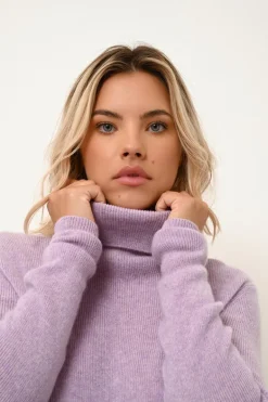 LANAIS pull col roulé mauve chiné