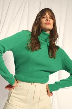 LANAIS pull col roulé menthe