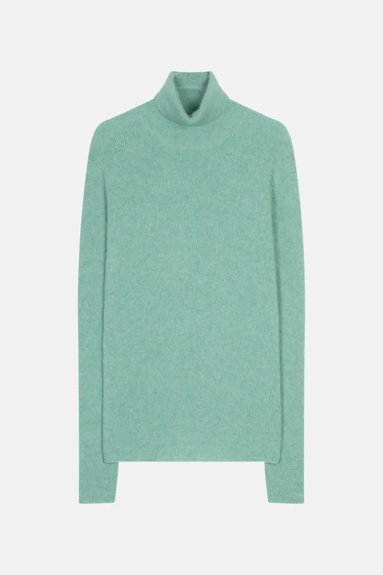 LANAIS pull col roulé vert chiné