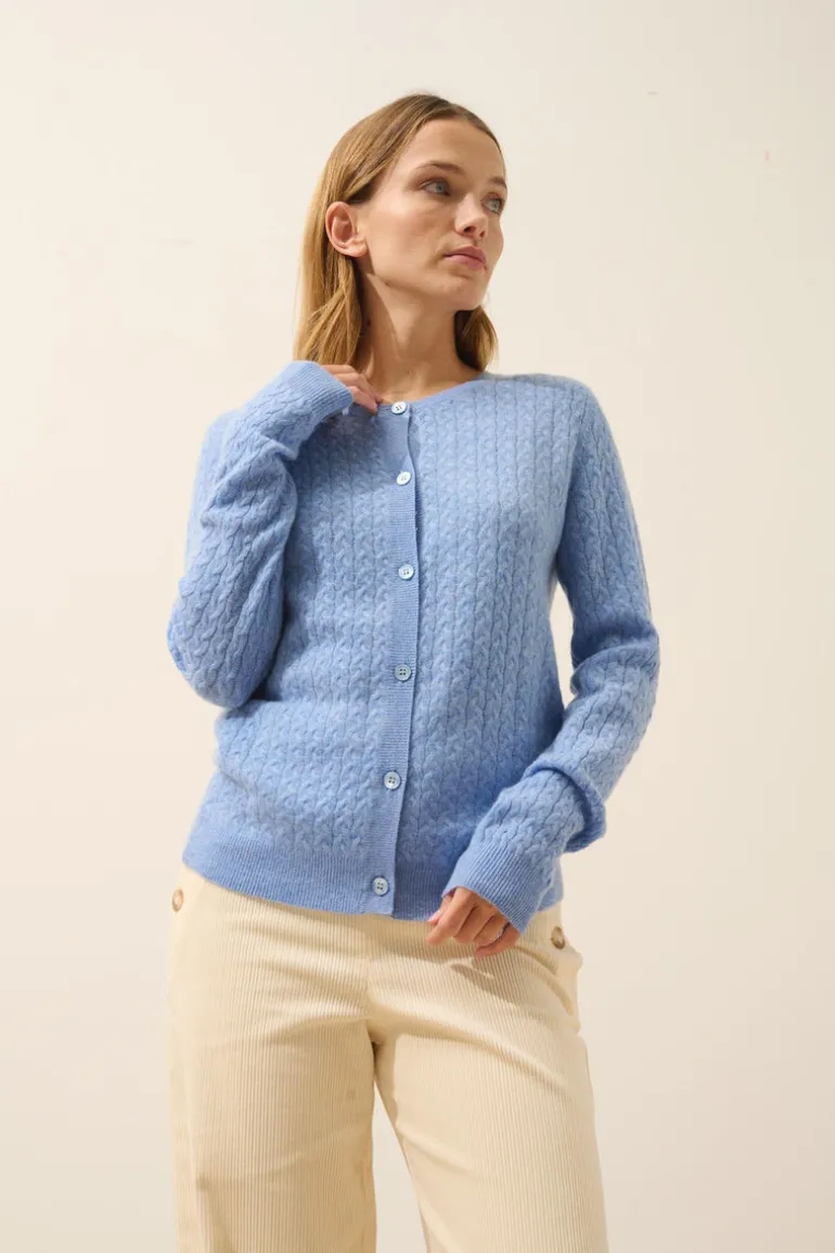 LAURA cardigan col rond sky