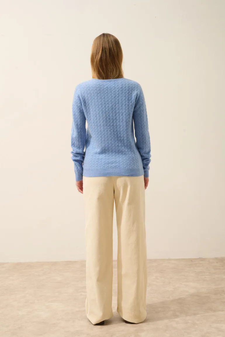 LAURA cardigan col rond sky