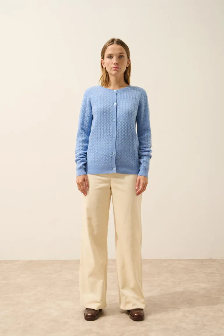 LAURA cardigan col rond sky