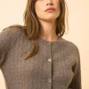 LAURA cardigan col rond taupe chiné
